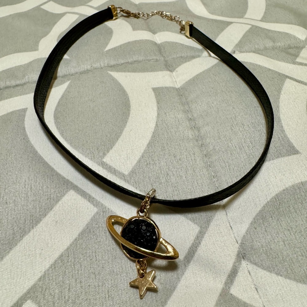 Saturn Black and Gold choker